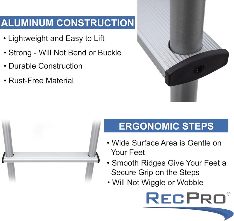 RecPro RV Bunk Ladder 52" | Black or Silver Color Options | Mounting Brackets Included | Aluminum | Made in USA (Silver) - Image 3